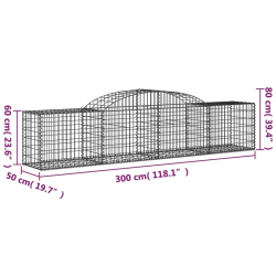 Kosze gabionowe, 15 szt., 300x50x60/80 cm, galwanizowane żelazo
