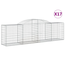 Kosze gabionowe, 17 szt, 300x50x80/100 cm, galwanizowane żelazo
