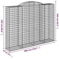 Kosze gabionowe, 5 szt, 300x50x220/240 cm, galwanizowane żelazo