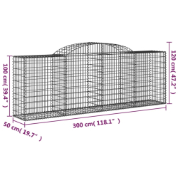 Kosze gabionowe, 2 szt, 300x50x100/120 cm, galwanizowane żelazo