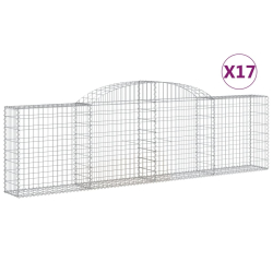 Kosze gabionowe, 17 szt, 300x30x80/100 cm, galwanizowane żelazo