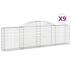Kosze gabionowe, 9 szt, 300x30x80/100 cm, galwanizowane żelazo