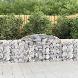 Kosze gabionowe, 9 szt, 300x30x80/100 cm, galwanizowane żelazo