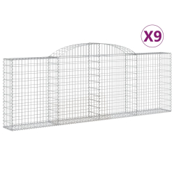 Kosze gabionowe, 9 szt, 300x30x100/120 cm, galwanizowane żelazo