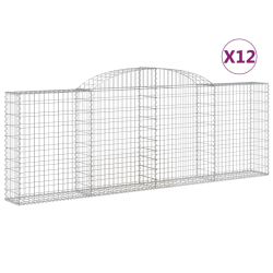 Kosze gabionowe, 12 szt, 300x30x100/120cm, galwanizowane żelazo