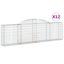 Kosze gabionowe, 12 szt, 300x30x80/100 cm, galwanizowane żelazo