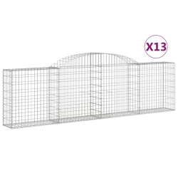 Kosze gabionowe, 13 szt, 300x30x80/100 cm, galwanizowane żelazo