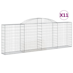 Kosze gabionowe, 11 szt, 300x30x100/120cm, galwanizowane żelazo
