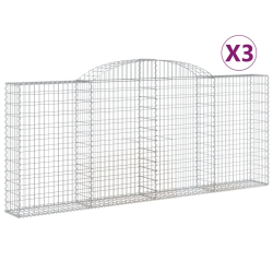 Kosze gabionowe, 3 szt, 300x30x120/140 cm, galwanizowane żelazo