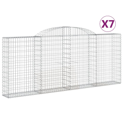 Kosze gabionowe, 7 szt, 300x30x120/140 cm, galwanizowane żelazo