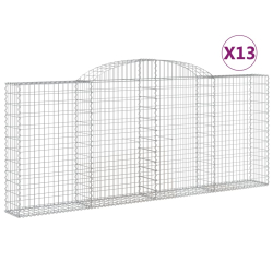 Kosze gabionowe, 13 szt, 300x30x120/140cm, galwanizowane żelazo