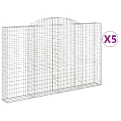 Kosze gabionowe, 5 szt, 300x30x180/200 cm, galwanizowane żelazo