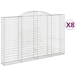 Kosze gabionowe, 8 szt, 300x30x180/200 cm, galwanizowane żelazo