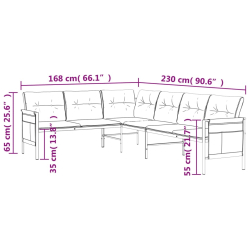 Ogrodowa sofa narożna, antracytowa, stal i textilene