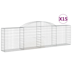 Kosze gabionowe, 15 szt, 300x30x80/100 cm, galwanizowane żelazo