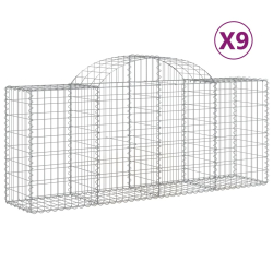 Kosze gabionowe, 9 szt, 200x50x80/100 cm, galwanizowane żelazo