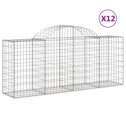 Kosze gabionowe, 12 szt, 200x50x80/100 cm, galwanizowane żelazo
