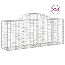 Kosze gabionowe, 14 szt, 200x50x80/100 cm, galwanizowane żelazo