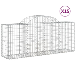 Kosze gabionowe, 15 szt, 200x50x80/100 cm, galwanizowane żelazo