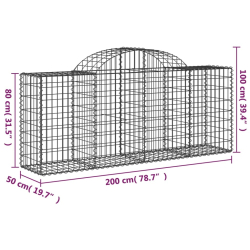 Kosze gabionowe, 18 szt, 200x50x80/100 cm, galwanizowane żelazo