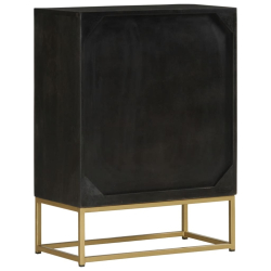Szafka z 2 drzwiczek, czarno-złota, 55x30x75 cm, drewno mango