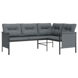 Ogrodowa sofa narożna, antracytowa, stal i textilene