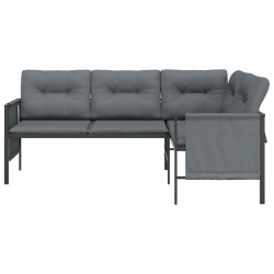 Ogrodowa sofa narożna, antracytowa, stal i textilene