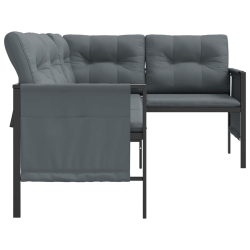 Ogrodowa sofa narożna, antracytowa, stal i textilene