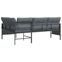 Ogrodowa sofa narożna, antracytowa, stal i textilene