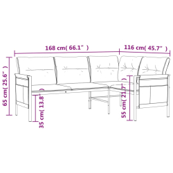Ogrodowa sofa narożna, antracytowa, stal i textilene