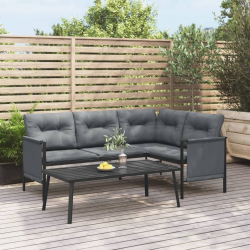 Ogrodowa sofa narożna, antracytowa, stal i textilene