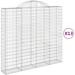 Kosze gabionowe, 13 szt, 200x50x180/200cm, galwanizowane żelazo