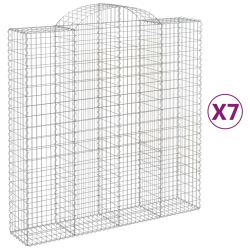 Kosze gabionowe, 7 szt, 200x50x200/220 cm, galwanizowane żelazo