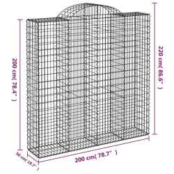 Kosze gabionowe, 3 szt, 200x50x200/220 cm, galwanizowane żelazo