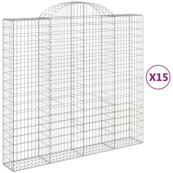 Kosze gabionowe, 15 szt, 200x50x180/200cm, galwanizowane żelazo