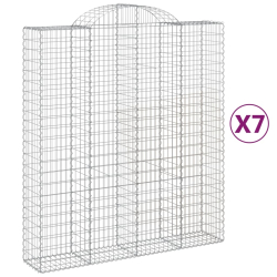 Kosze gabionowe, 7 szt, 200x50x220/240 cm, galwanizowane żelazo