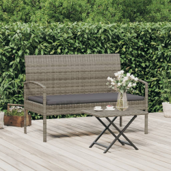 Ławka ogrodowa z poduszką, szara, 105 cm, polirattan