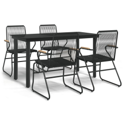 5-częściowy zestaw mebli ogrodowych, czarny, rattan PVC