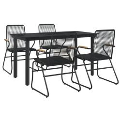 5-częściowy zestaw mebli ogrodowych, czarny, rattan PVC