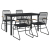 5-częściowy zestaw mebli ogrodowych, czarny, rattan PVC