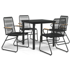 5-częściowy zestaw mebli ogrodowych, czarny, rattan PVC