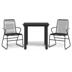 3-częściowy zestaw mebli ogrodowych, czarny, rattan PVC