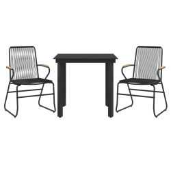 3-częściowy zestaw mebli ogrodowych, czarny, rattan PVC