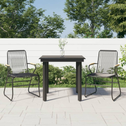 3-częściowy zestaw mebli ogrodowych, czarny, rattan PVC
