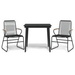 3-częściowy zestaw mebli ogrodowych, czarny, rattan PVC