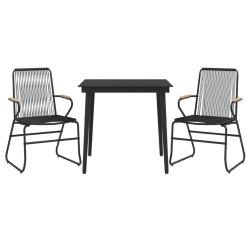 3-częściowy zestaw mebli ogrodowych, czarny, rattan PVC