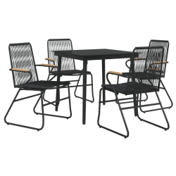 5-częściowy zestaw mebli ogrodowych, czarny, rattan PVC