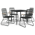 5-częściowy zestaw mebli ogrodowych, czarny, rattan PVC