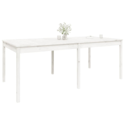 Stół ogrodowy, biały, 203,5x100x76 cm, lite drewno sosnowe