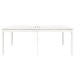 Stół ogrodowy, biały, 203,5x100x76 cm, lite drewno sosnowe